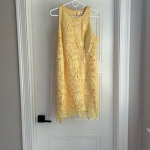Eliza J yellow floral lace dress